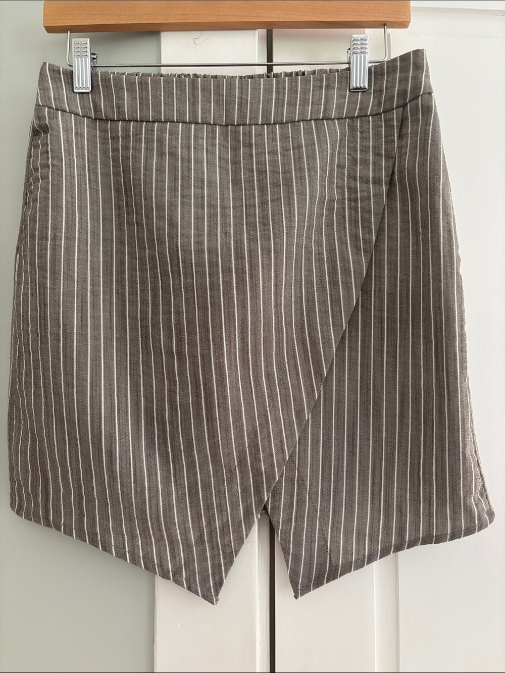 Striped Wrap Skirt in Brown/Gray Color
